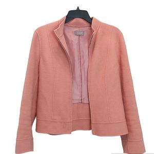 Kenar women coral pink wool zip up long sleeve lined blazer jacket Size medium